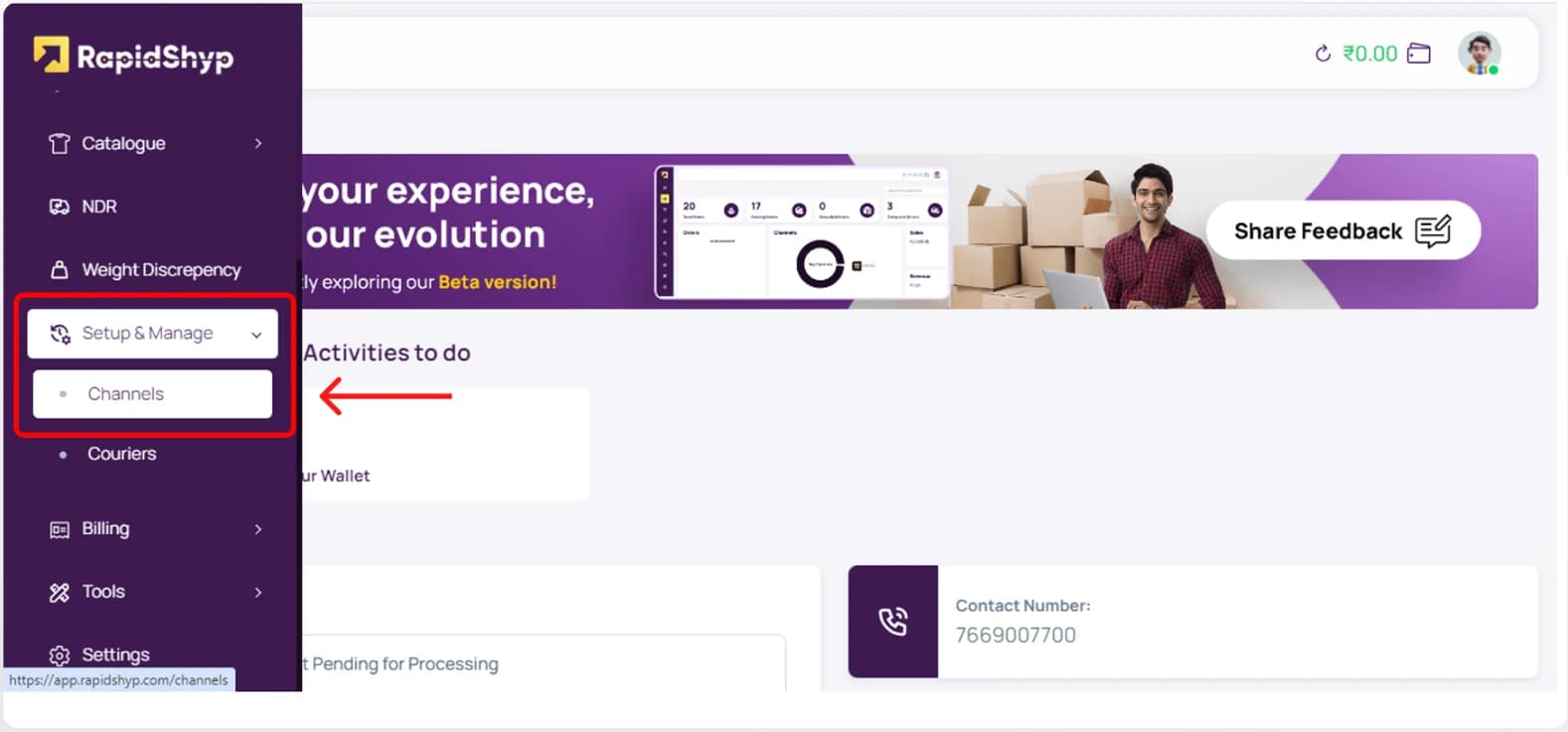 Choosing WooCommerce in the RapidShyp channel list